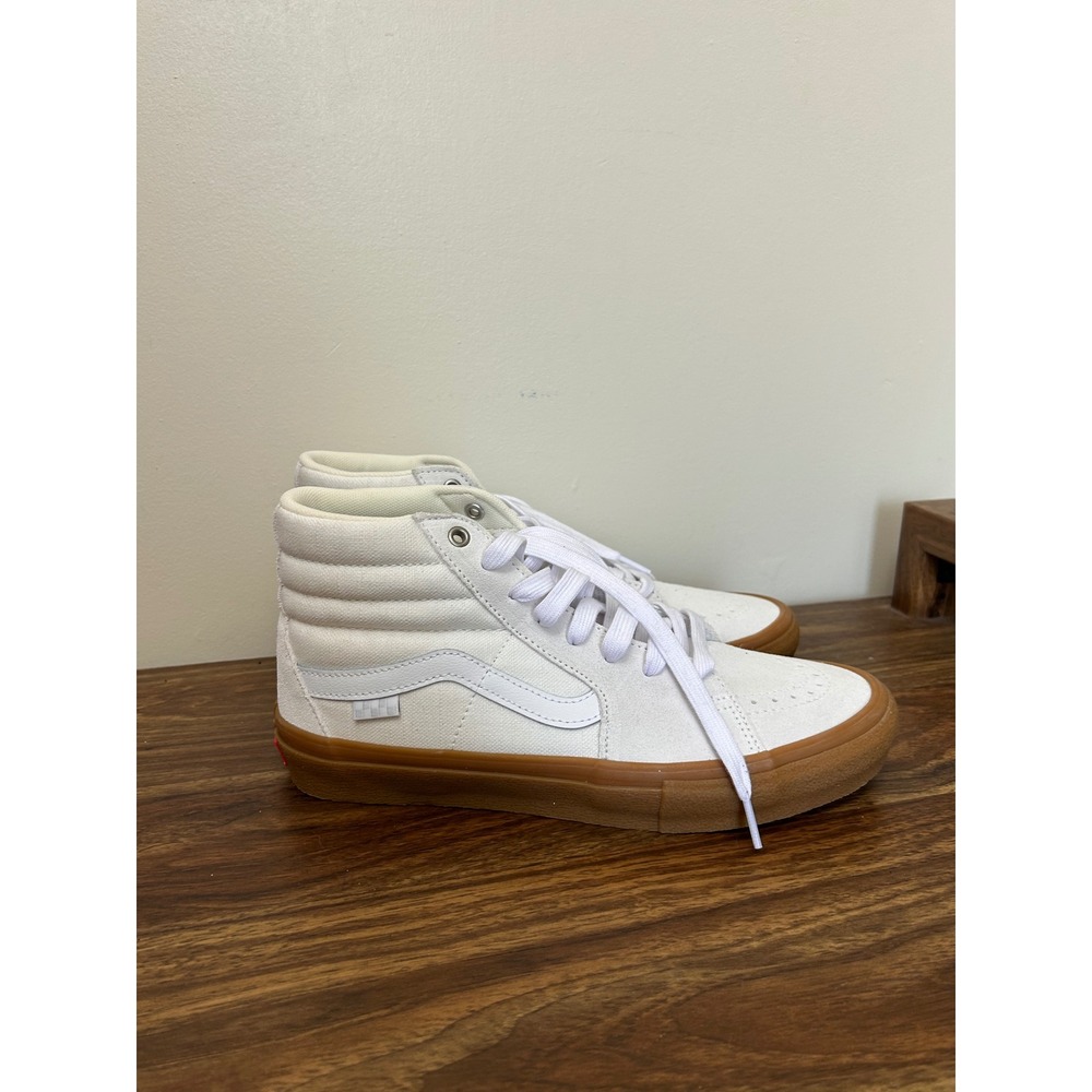 Vans Skate Sk8-Hi White Gum Suede Canvas High Top Sneakers Mens 9.5 500714